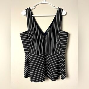 Forever 21+ Peplum Top Striped Sleeveless V-Neck Blouse‎ Plus Size 1X